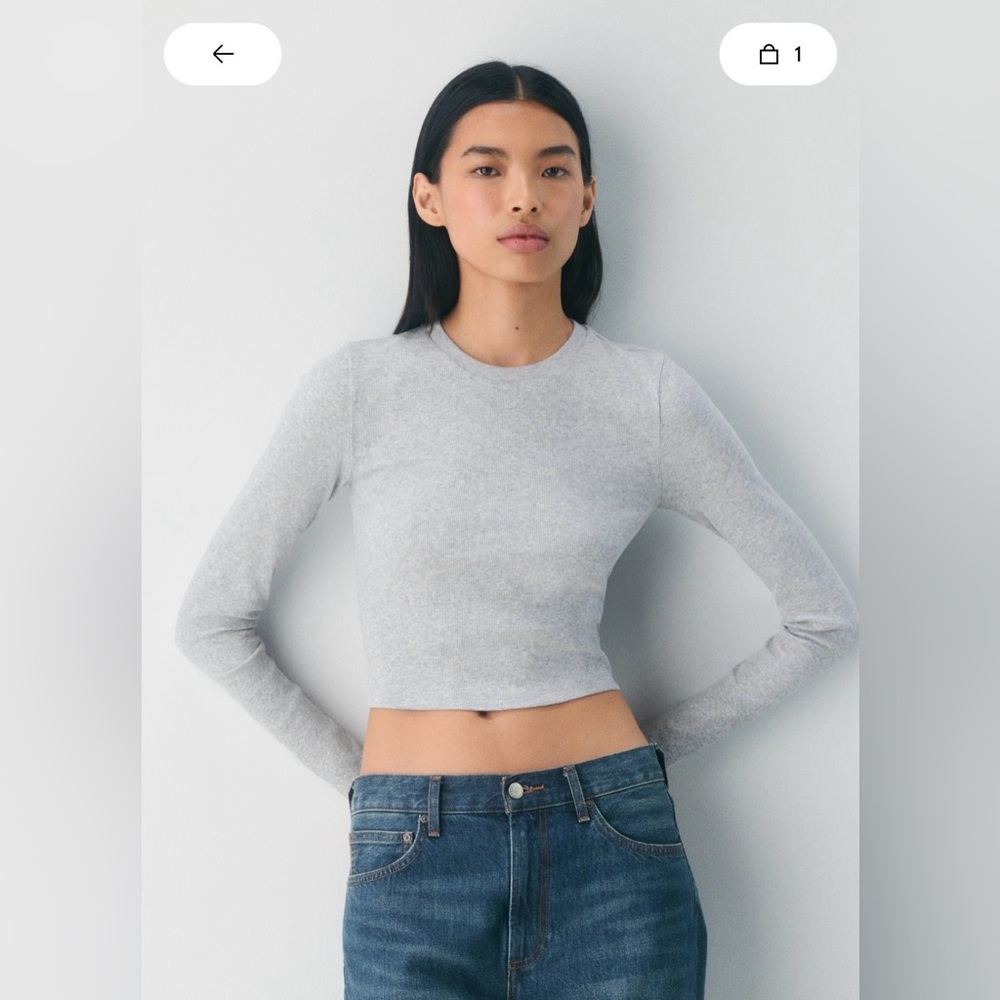 Tna ribbed crop long sleeve tee size medium